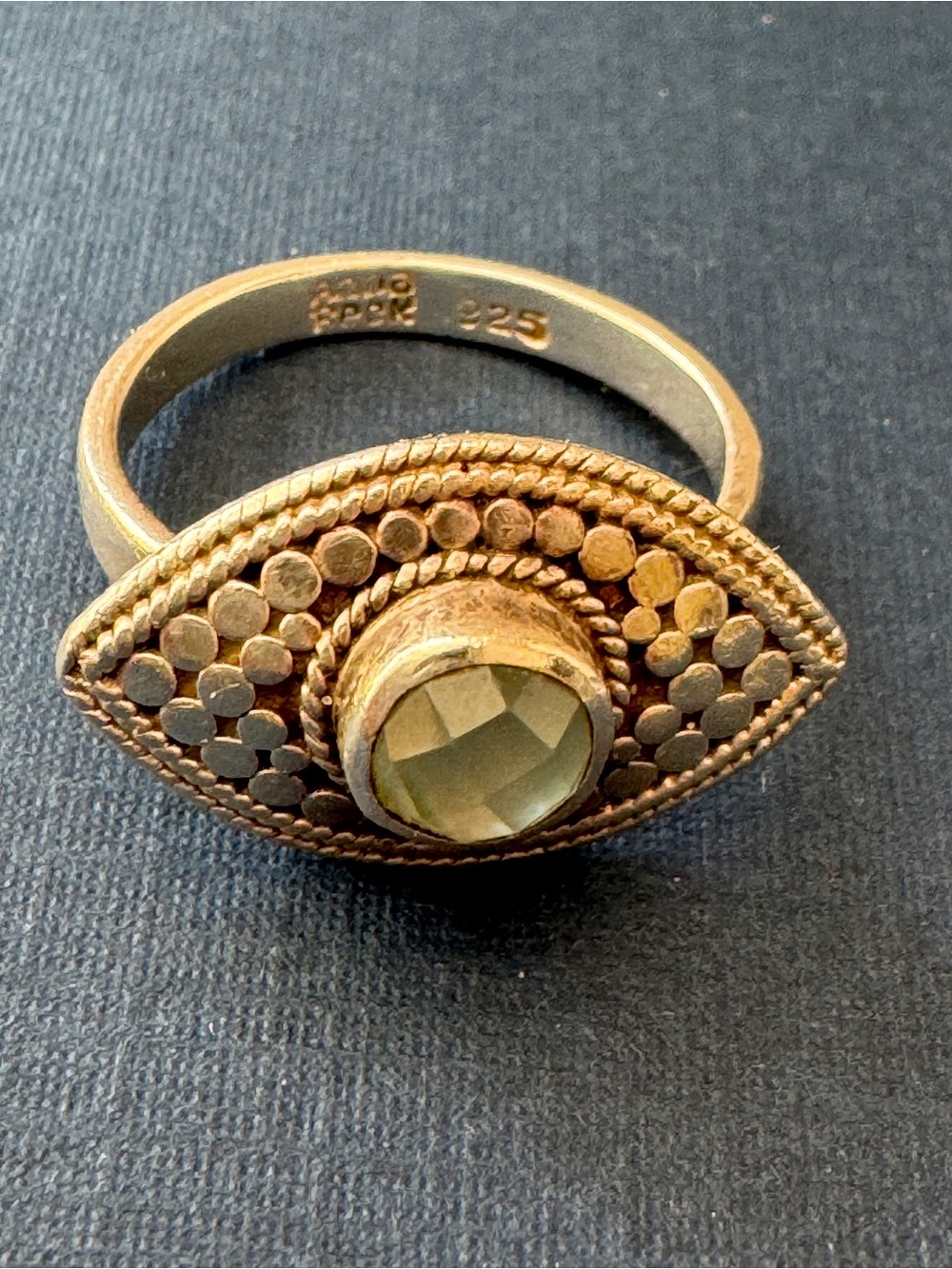 Anna Beck Sterling Silver
Ring with Blue Stone - Granulated Dot Design